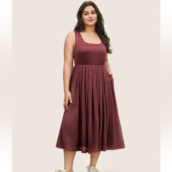 -BloomChic Plus Size XL Supersoft Essentials Solid Gathered Tank Dress us14-16 - Picture 4 of 5